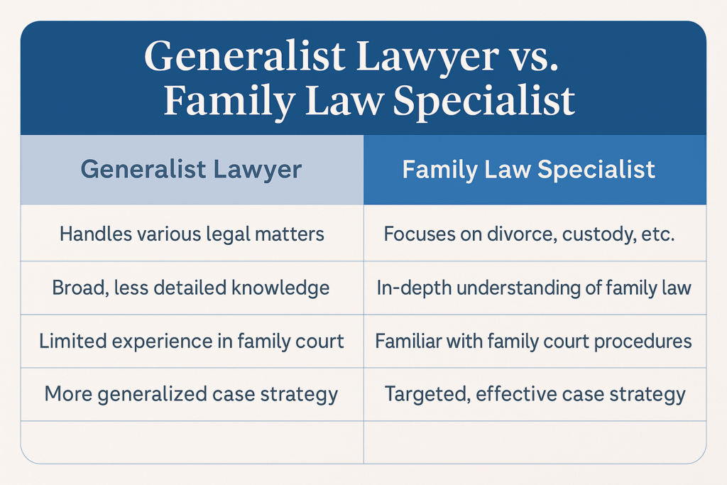 Generalist Lawyer vs. Family Law Specialist