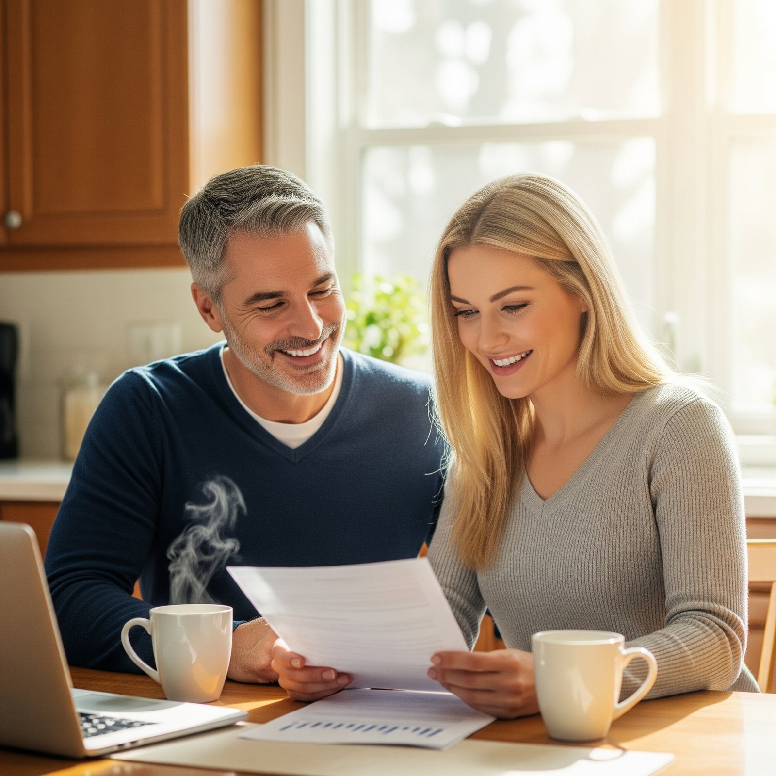 Couple calmly discussing prenup details together in New Jersey